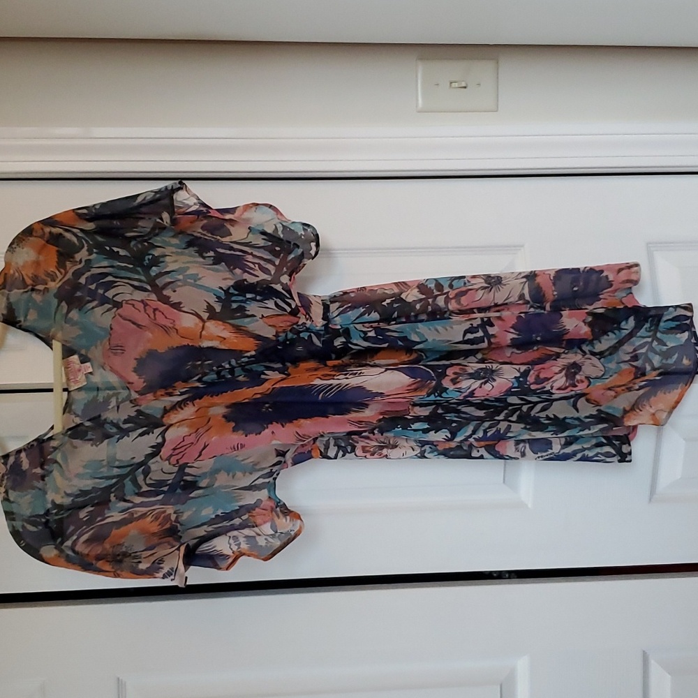 Anthropologie Plenty By Tracy Reese 100% Silk vibrant sheer mini size Medium